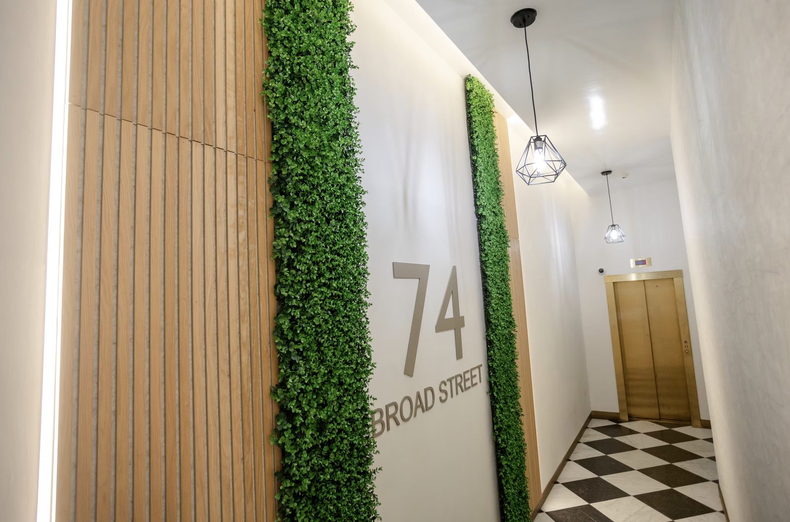 Commercial lobby renovation at 74 Broad Street in NYC Financial District